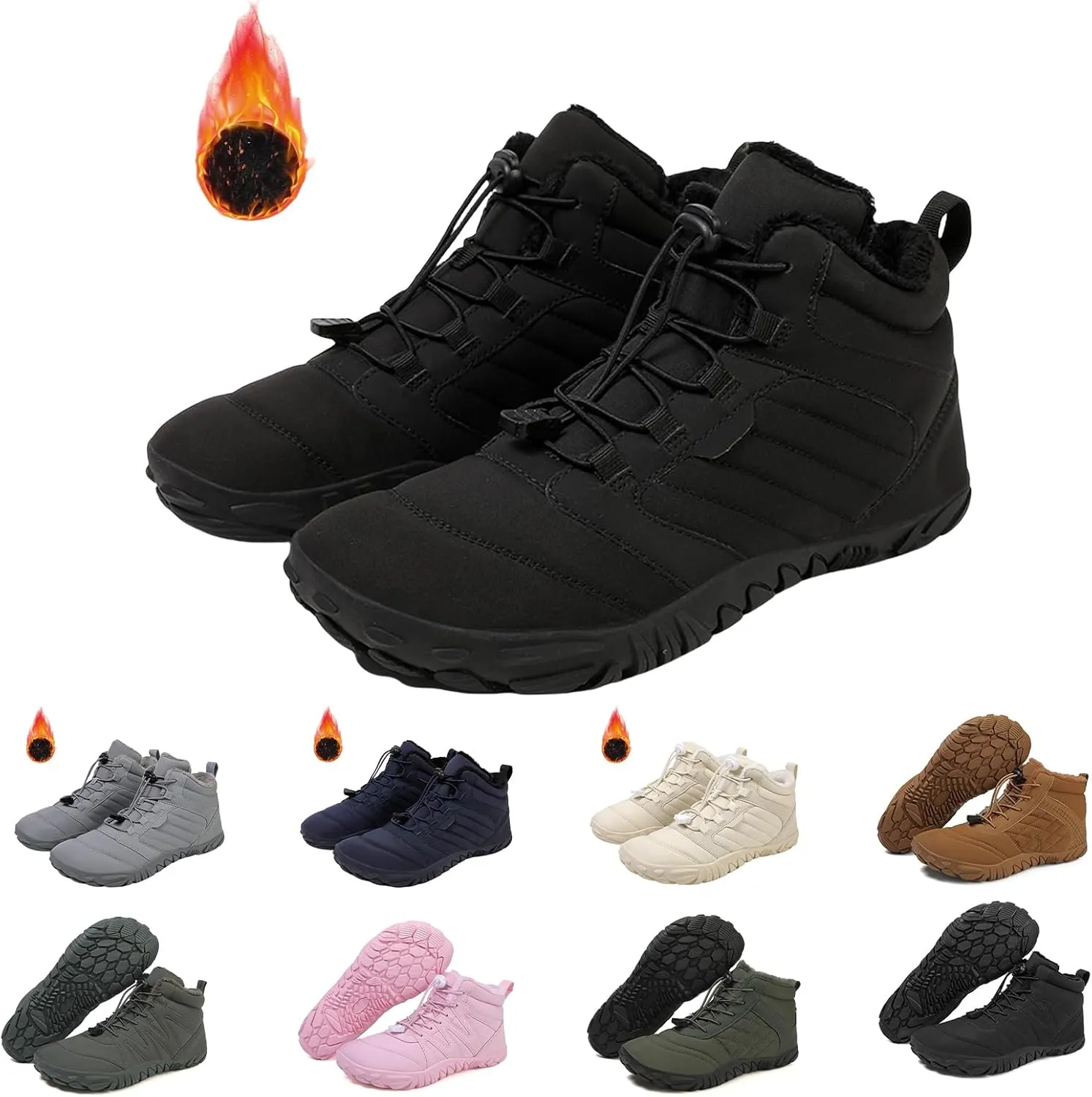 Snow Boots for Mens Womens Non-Slip Waterproof Cold-Proof Outdoor Hiking Sneakers Winter Warm Cotton Shoes