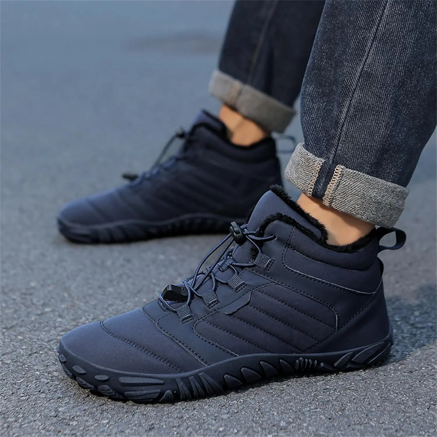 Snow Boots for Mens Womens Non-Slip Waterproof Cold-Proof Outdoor Hiking Sneakers Winter Warm Cotton Shoes