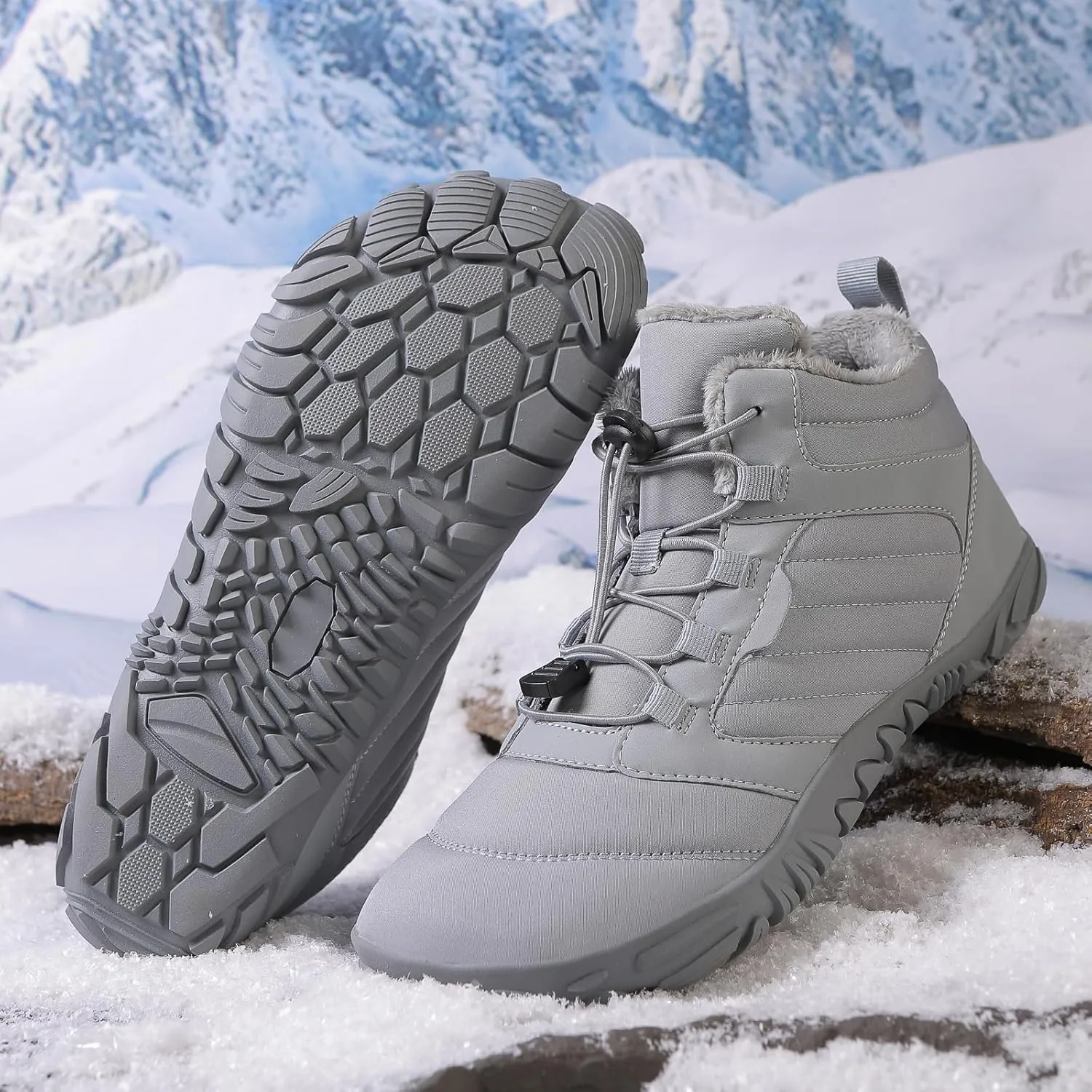 Snow Boots for Mens Womens Non-Slip Waterproof Cold-Proof Outdoor Hiking Sneakers Winter Warm Cotton Shoes
