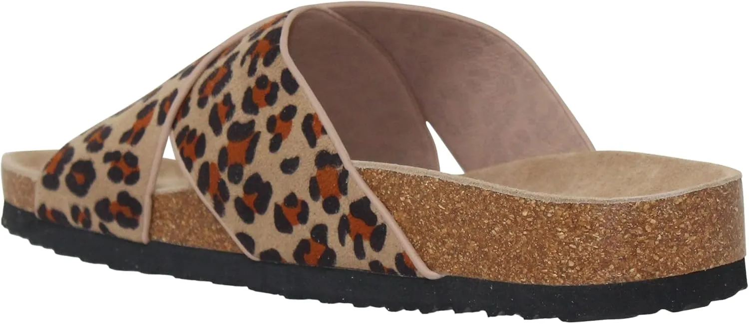 SOBEYO Women's Classic Comfort Sandals Criss-Cross Strap Slip On Low Heel Corks