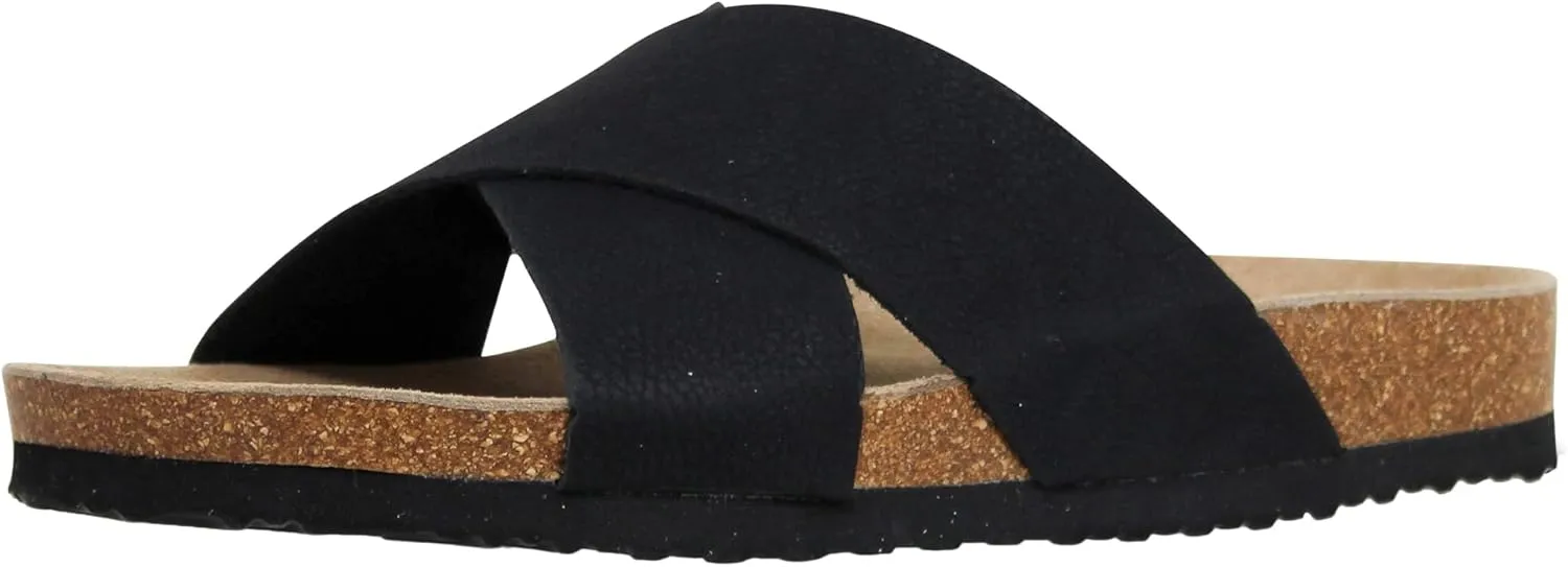 SOBEYO Women's Classic Comfort Sandals Criss-Cross Strap Slip On Low Heel Corks