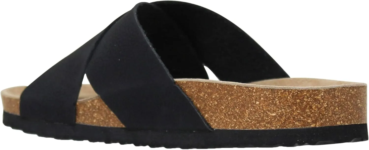 SOBEYO Women's Classic Comfort Sandals Criss-Cross Strap Slip On Low Heel Corks