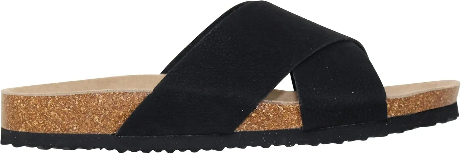 SOBEYO Women's Classic Comfort Sandals Criss-Cross Strap Slip On Low Heel Corks
