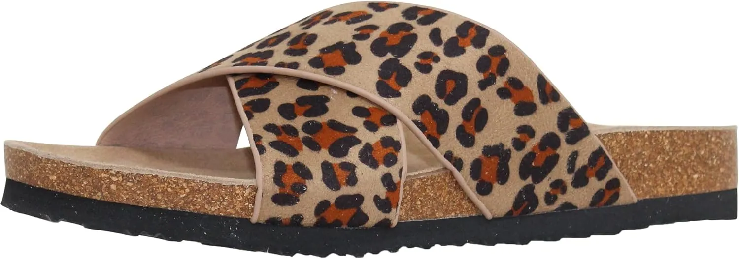 SOBEYO Women's Classic Comfort Sandals Criss-Cross Strap Slip On Low Heel Corks