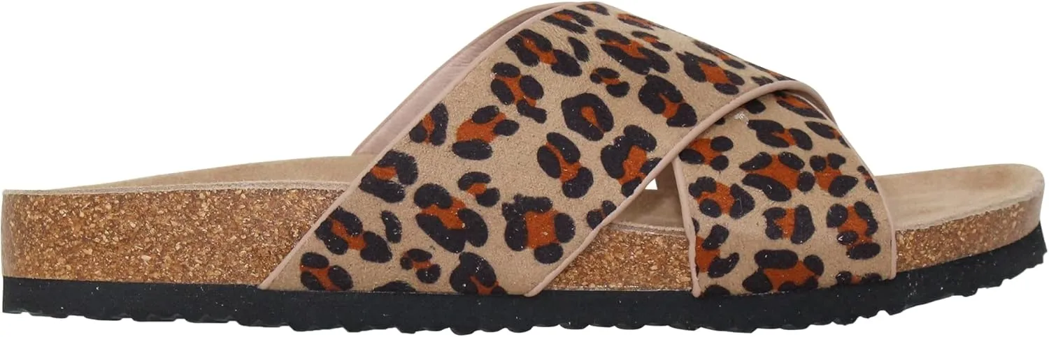 SOBEYO Women's Classic Comfort Sandals Criss-Cross Strap Slip On Low Heel Corks