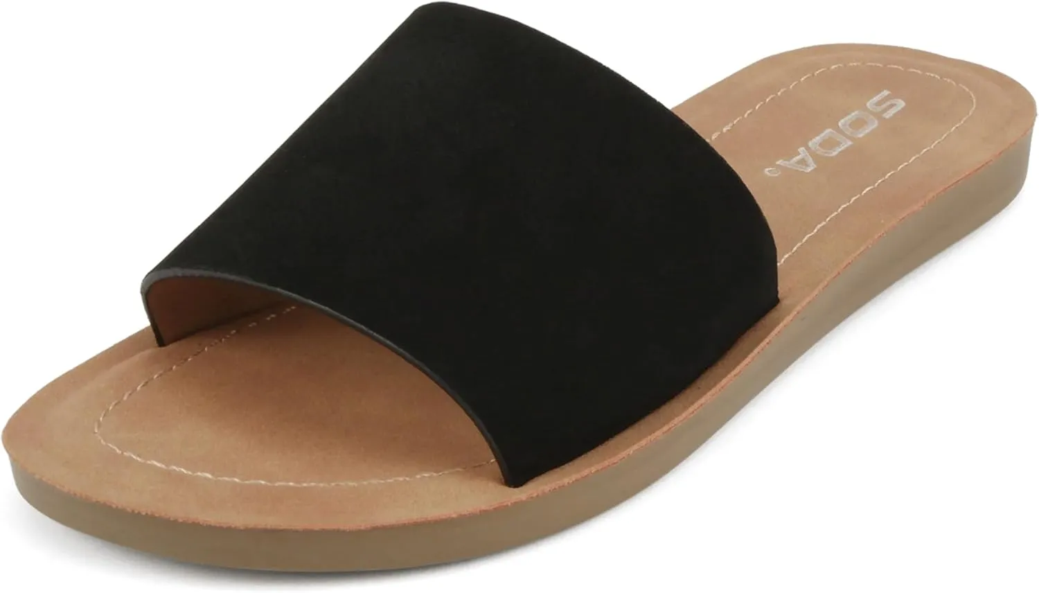 Soda Shoes Efron-S Women Flip Flops Basic Plain Slippers Slip On Sandals Slides Casual Peep Toe Beach