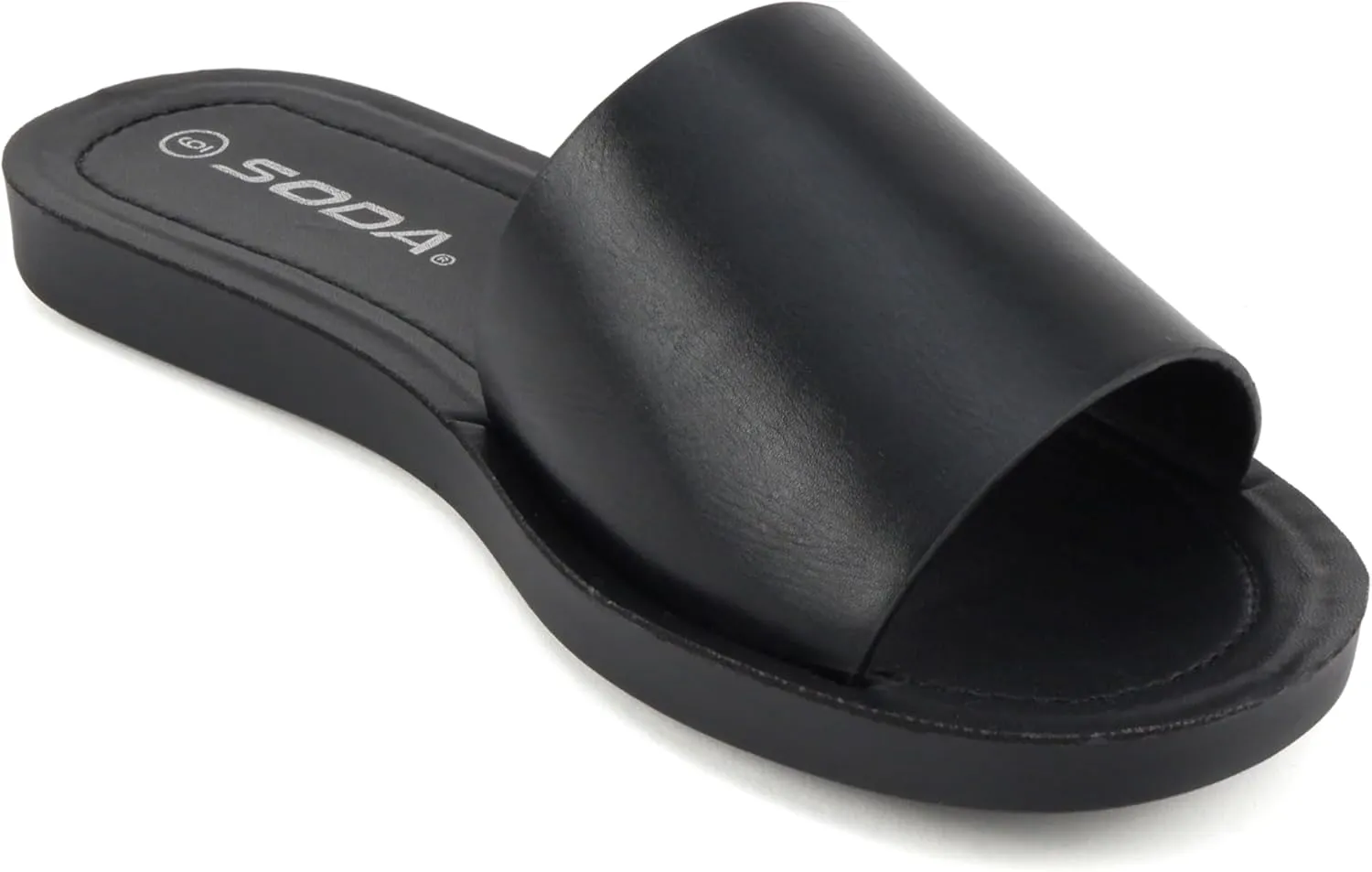 Soda Shoes Efron-S Women Flip Flops Basic Plain Slippers Slip On Sandals Slides Casual Peep Toe Beach