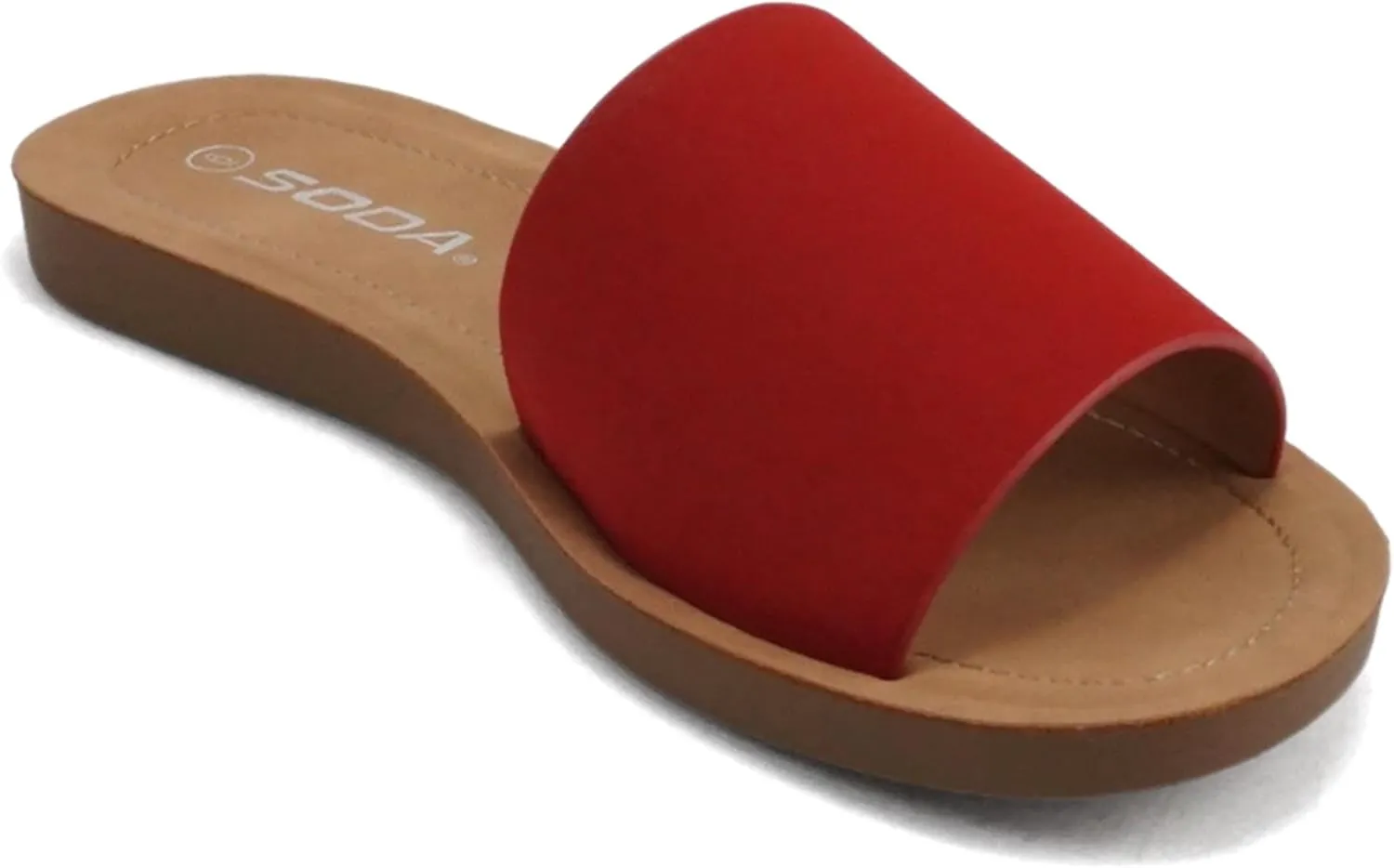 Soda Shoes Efron-S Women Flip Flops Basic Plain Slippers Slip On Sandals Slides Casual Peep Toe Beach