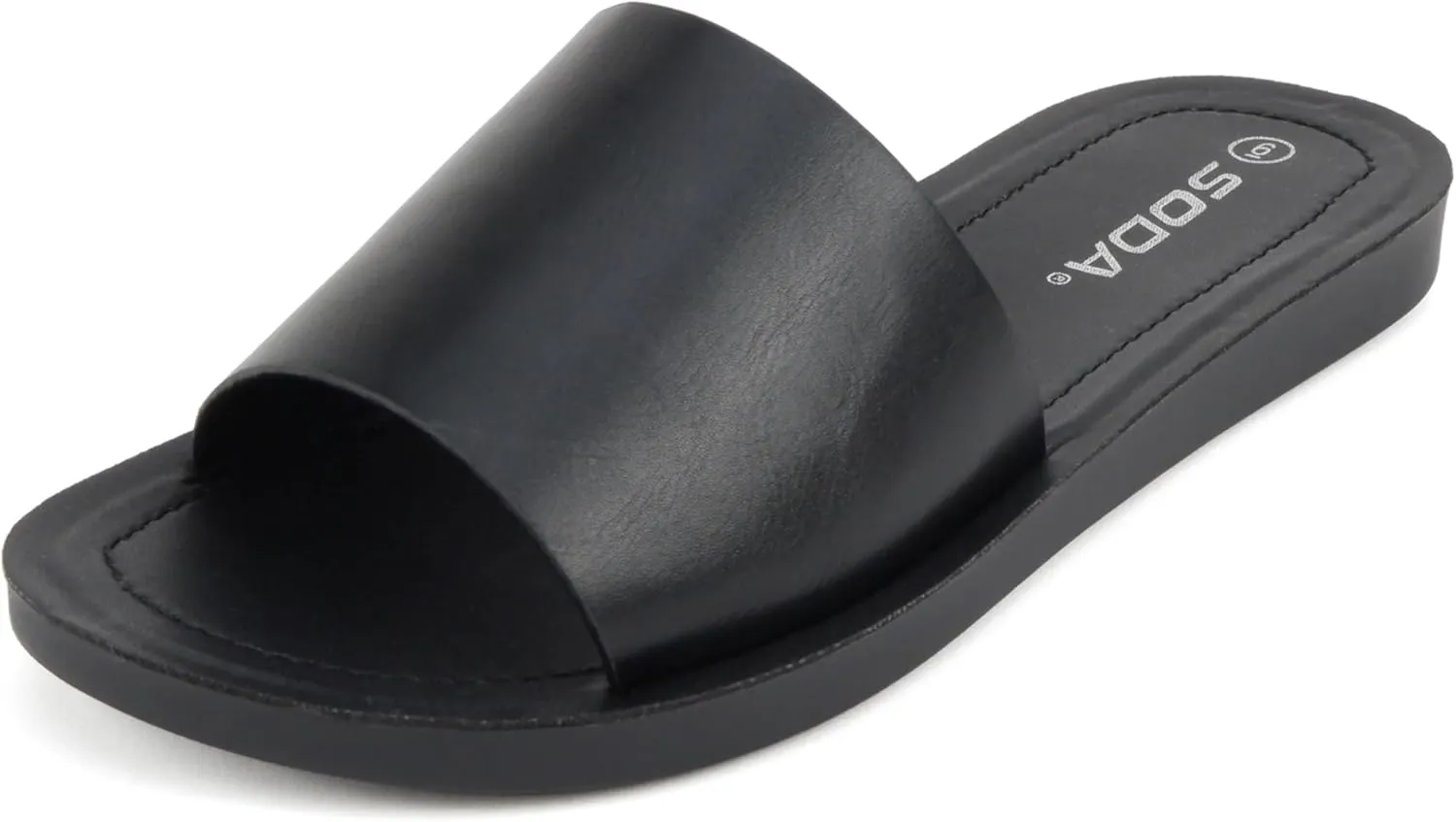 Soda Shoes Efron-S Women Flip Flops Basic Plain Slippers Slip On Sandals Slides Casual Peep Toe Beach