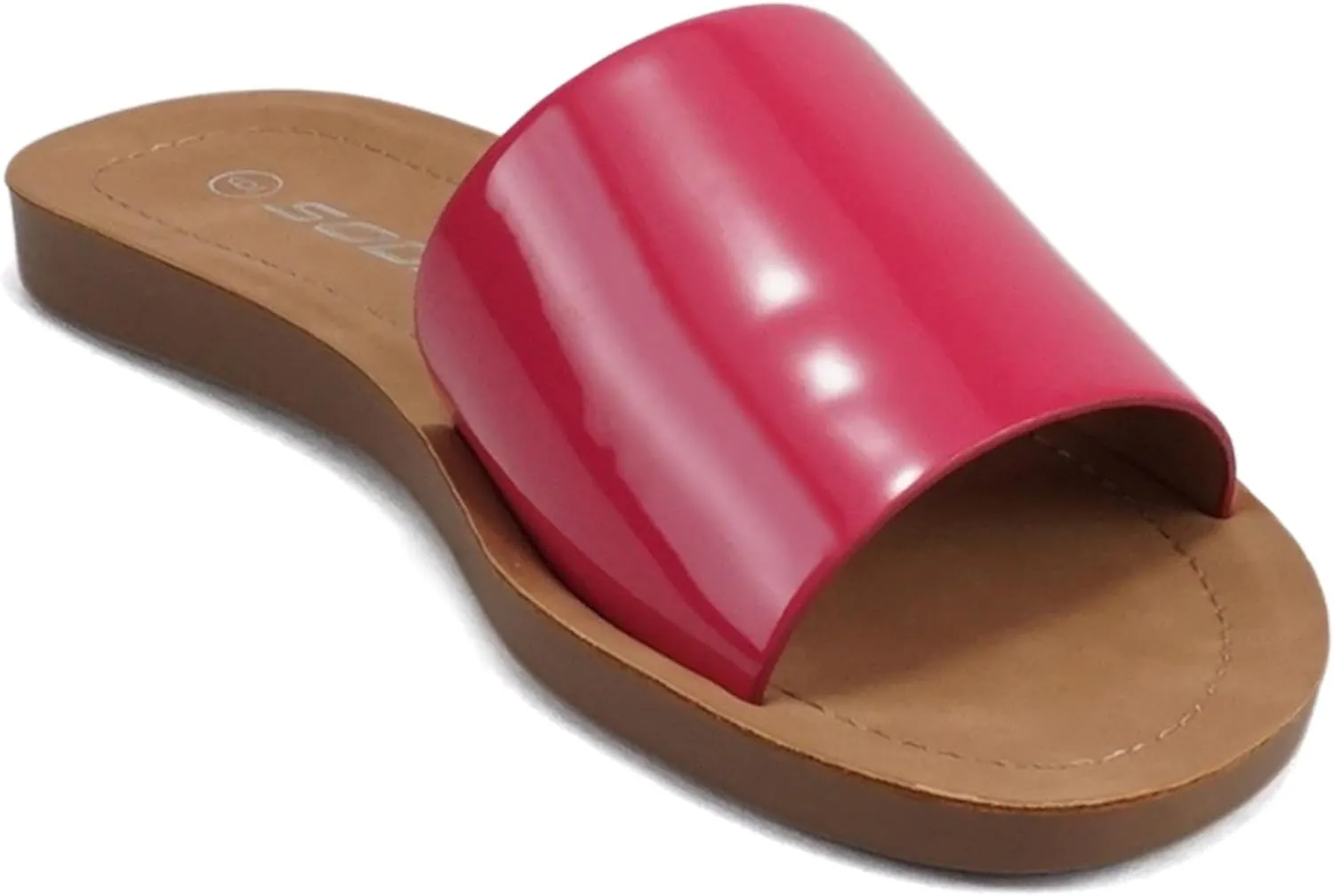 Soda Shoes Efron-S Women Flip Flops Basic Plain Slippers Slip On Sandals Slides Casual Peep Toe Beach