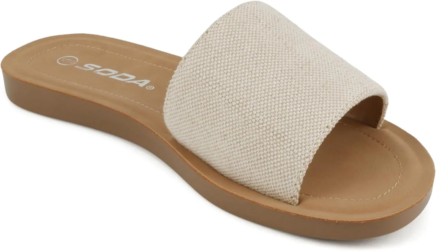 Soda Shoes Efron-S Women Flip Flops Basic Plain Slippers Slip On Sandals Slides Casual Peep Toe Beach