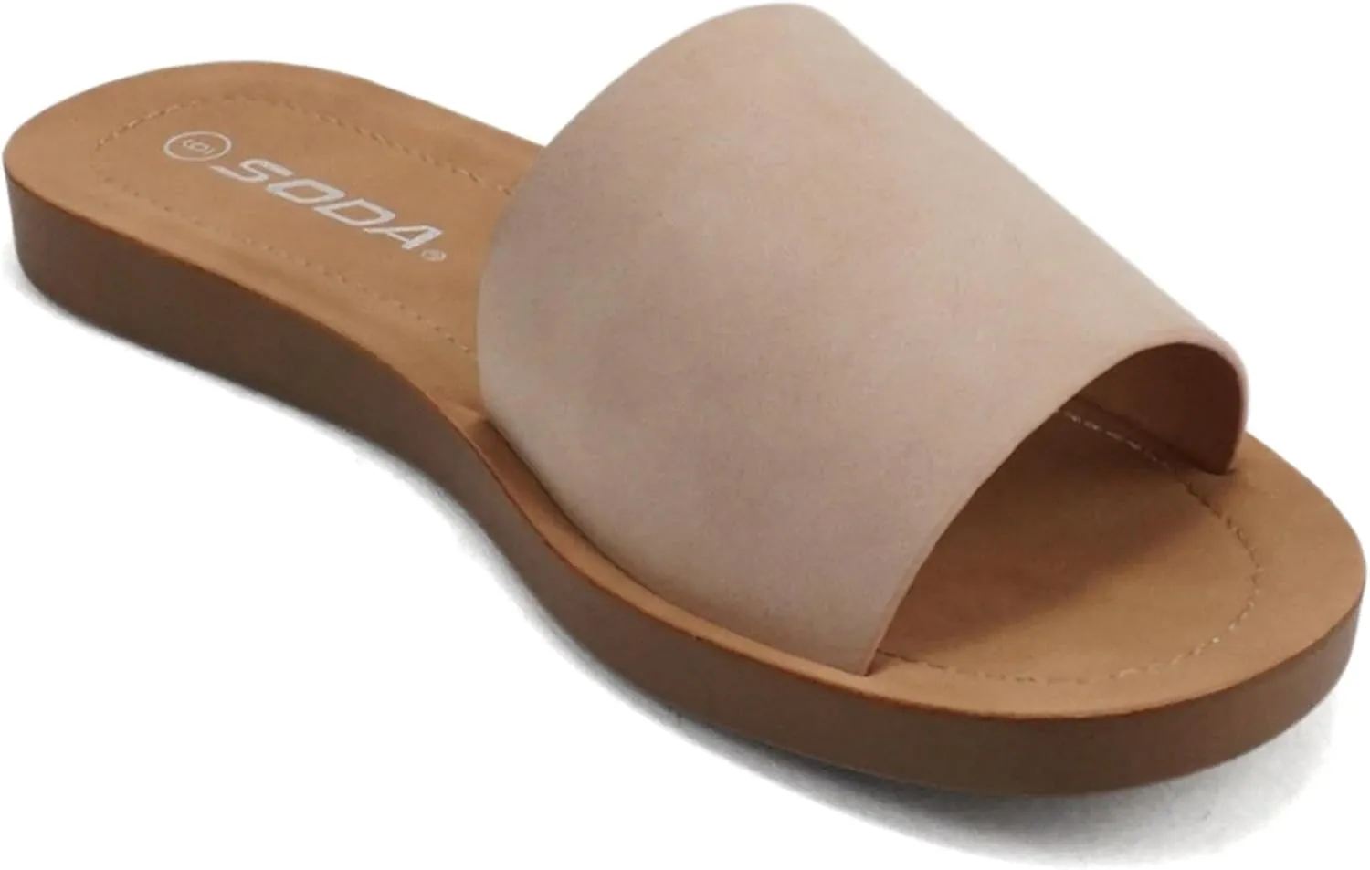 Soda Shoes Efron-S Women Flip Flops Basic Plain Slippers Slip On Sandals Slides Casual Peep Toe Beach