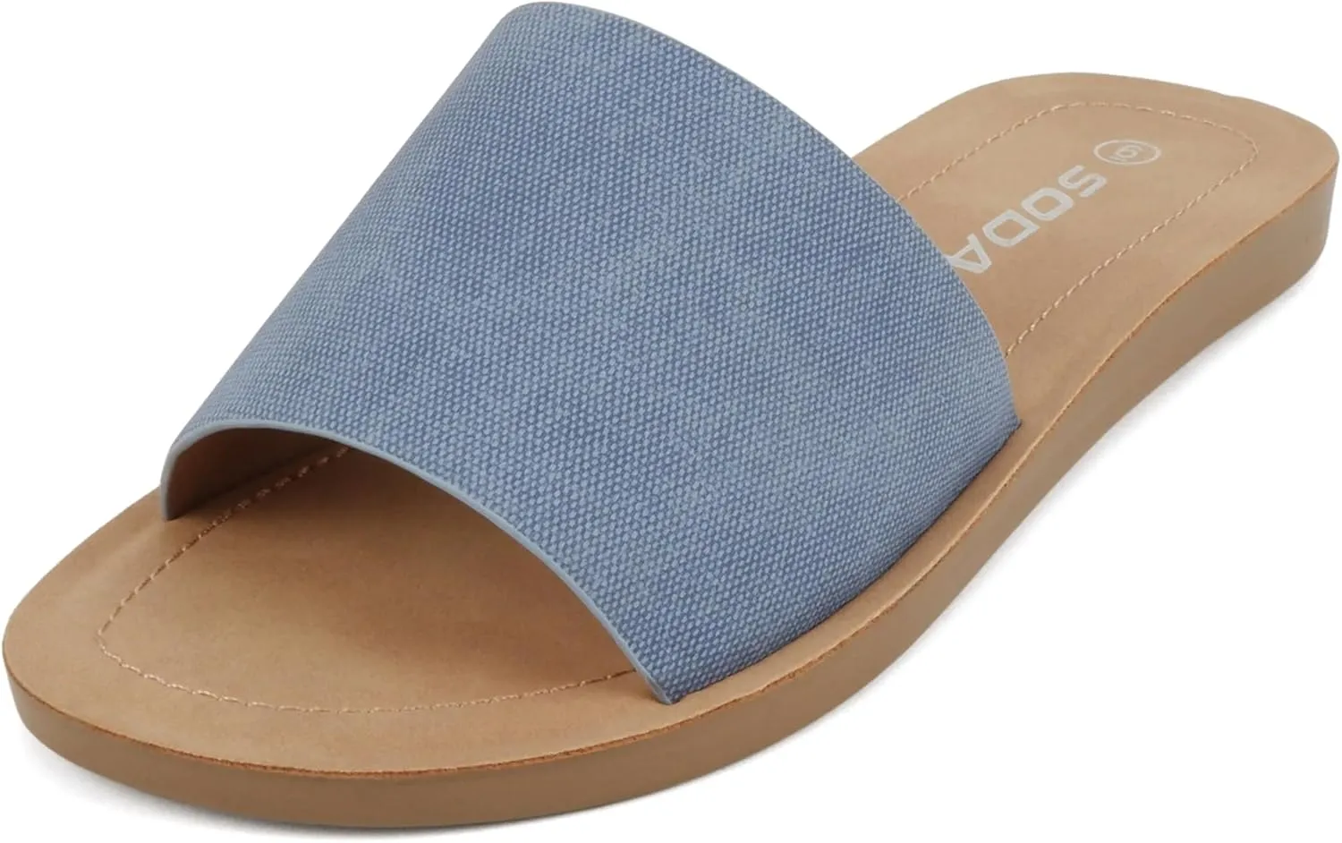 Soda Shoes Efron-S Women Flip Flops Basic Plain Slippers Slip On Sandals Slides Casual Peep Toe Beach