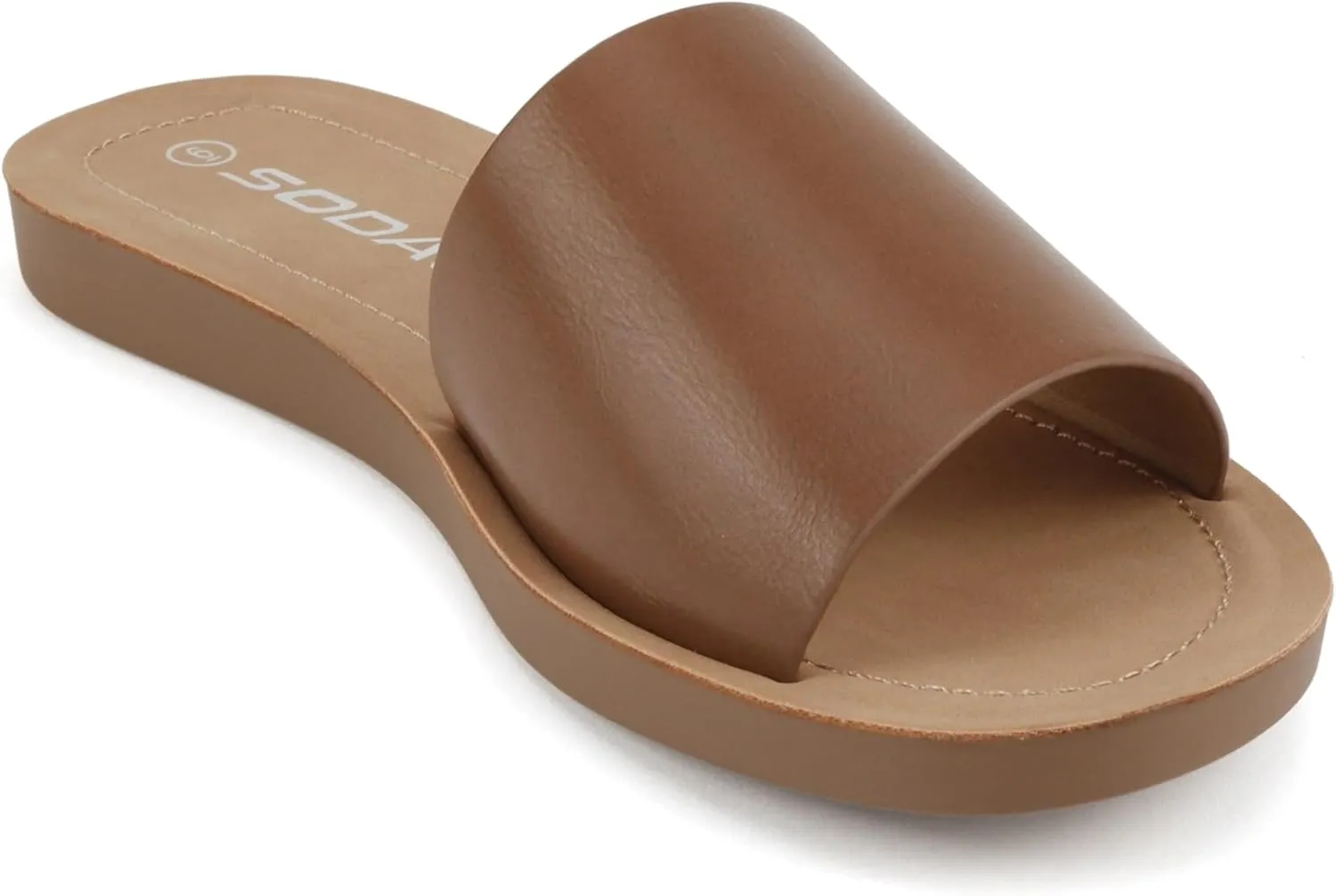 Soda Shoes Efron-S Women Flip Flops Basic Plain Slippers Slip On Sandals Slides Casual Peep Toe Beach