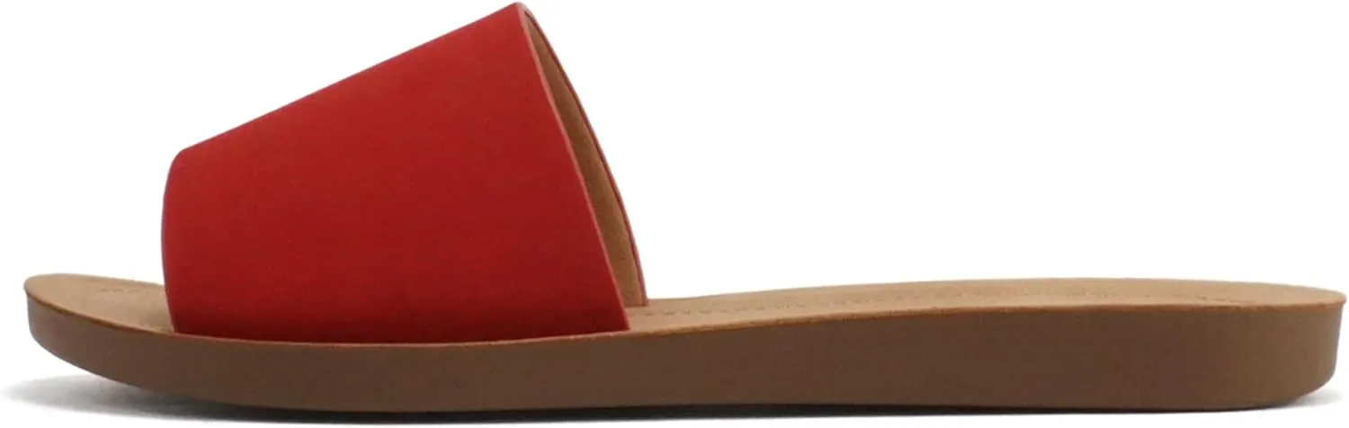 Soda Shoes Efron-S Women Flip Flops Basic Plain Slippers Slip On Sandals Slides Casual Peep Toe Beach