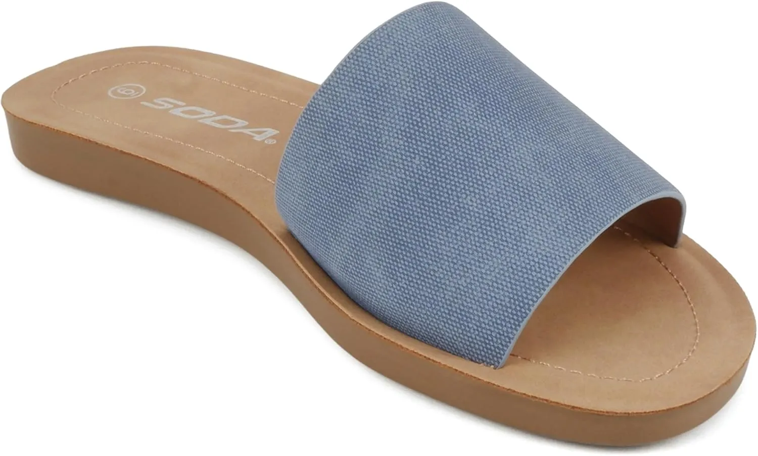 Soda Shoes Efron-S Women Flip Flops Basic Plain Slippers Slip On Sandals Slides Casual Peep Toe Beach