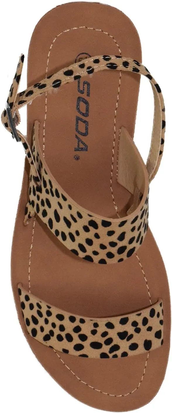 Soda Shoes Women Flat Basic Sandals Buckle Ankle Double Straps Member-S