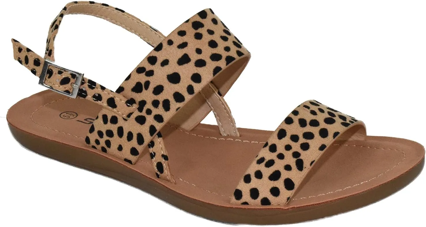 Soda Shoes Women Flat Basic Sandals Buckle Ankle Double Straps Member-S