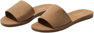 Soda Shoes Women Flip Flops Basic Plain Slippers Slip On Sandals Slides Casual Peep Toe Beach Efron-S Tan Brown 10