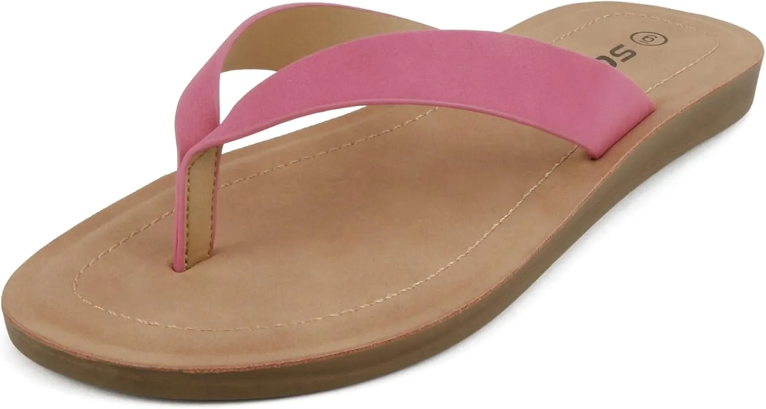 Soda Shoes Women Flip Flops Basic Plain Slippers Thongs Sandals Strap Casual Beach Ella-S