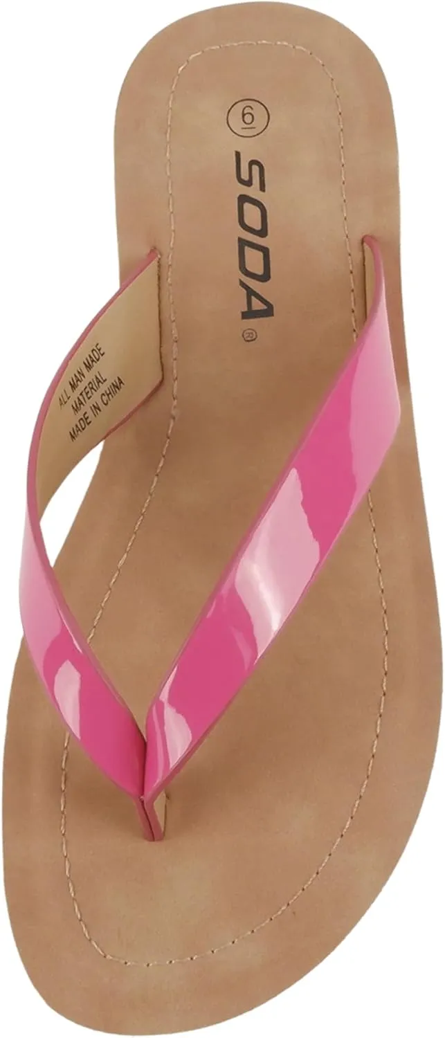 Soda Shoes Women Flip Flops Basic Plain Slippers Thongs Sandals Strap Casual Beach Ella-S