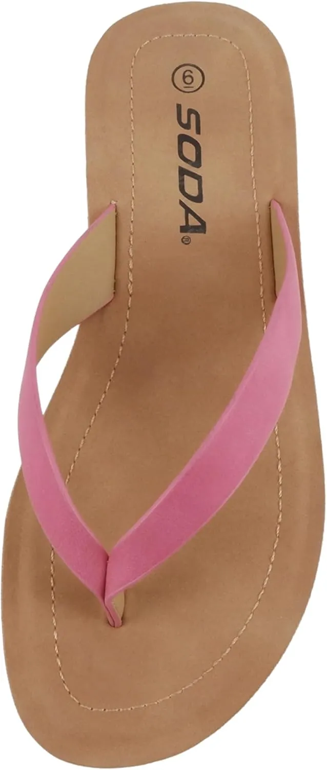 Soda Shoes Women Flip Flops Basic Plain Slippers Thongs Sandals Strap Casual Beach Ella-S