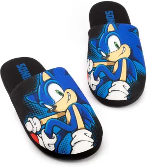 Sonic The Hedgehog Slippers Mens Slip On Game Wide Fit Shoes Loafers