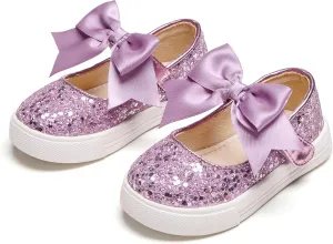 Sparkly Sneakers for Girls 3-12 Years Slip-On Comfort Fit Casual Princess Shoes