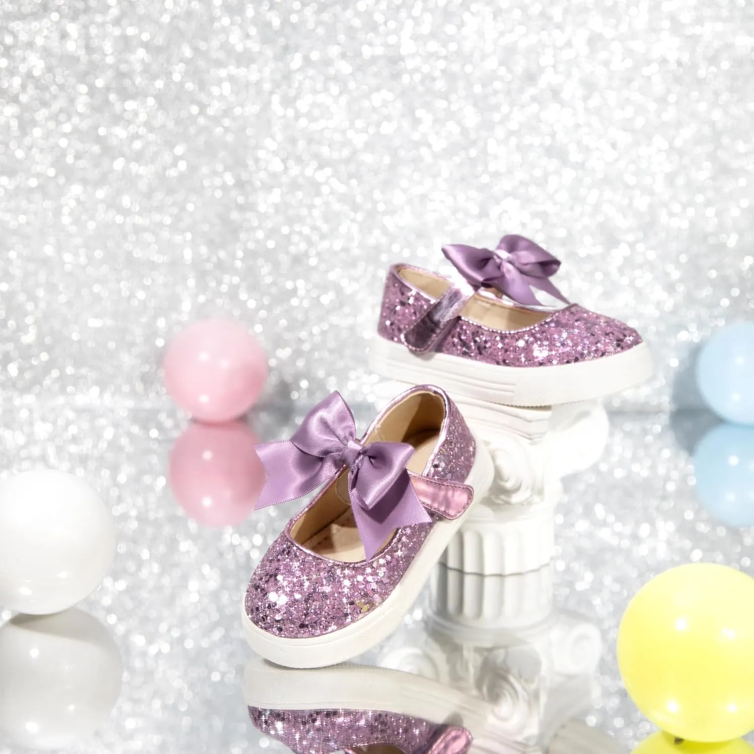 Sparkly Sneakers for Girls 3-12 Years Slip-On Comfort Fit Casual Princess Shoes