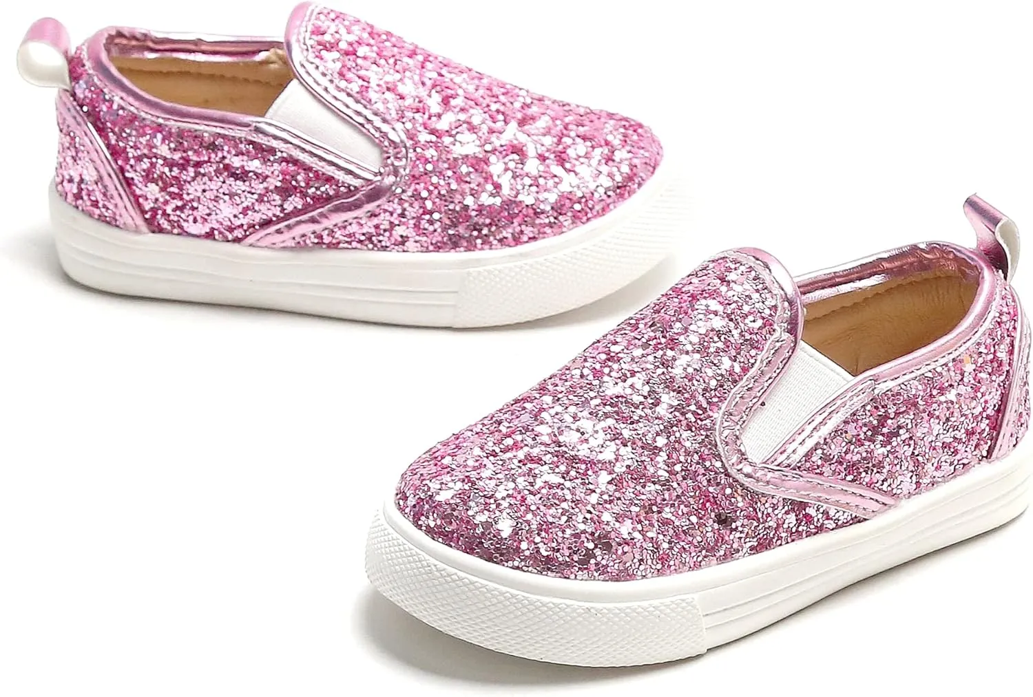 Sparkly Sneakers for Girls 3-12 Years Slip-On Comfort Fit Casual Princess Shoes
