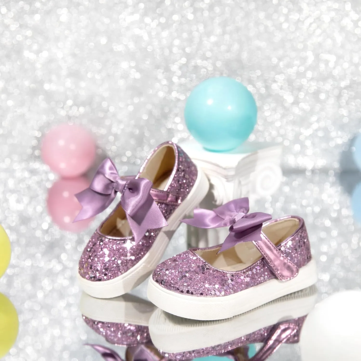 Sparkly Sneakers for Girls 3-12 Years Slip-On Comfort Fit Casual Princess Shoes