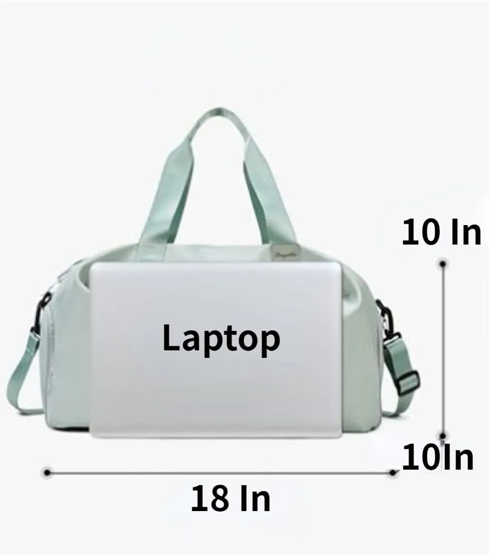 Sport Gym Dance Swim Duffle Bag for Women Girls Weekender Overnight Duffel Bag with Shoe Compartment Wet Pocket (Khaki)