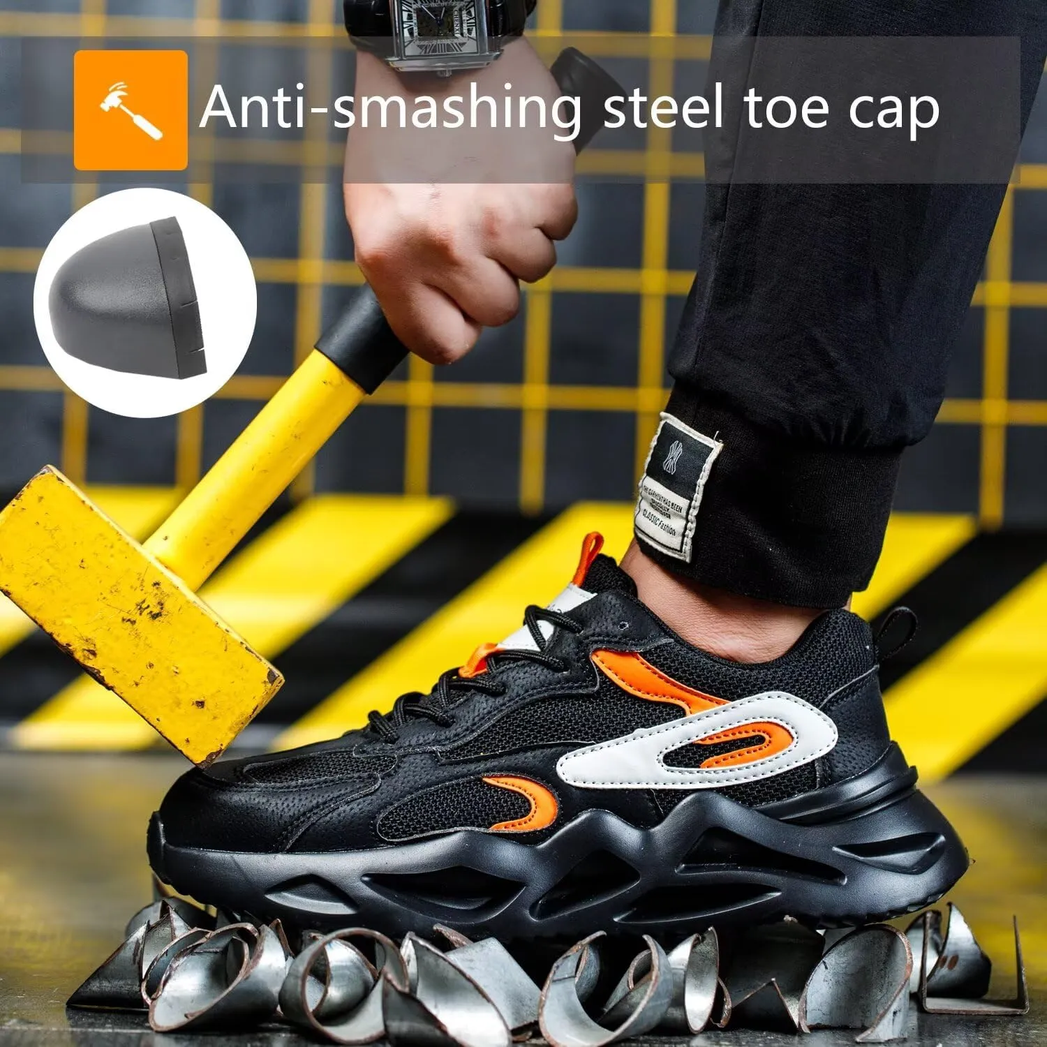 Steel Toe Shoes for Women Men Wide fit Indestructible Work Sneakers Safety Shoes Lightweight Slip Resistant Puncture Proof Composite Toe Shoe