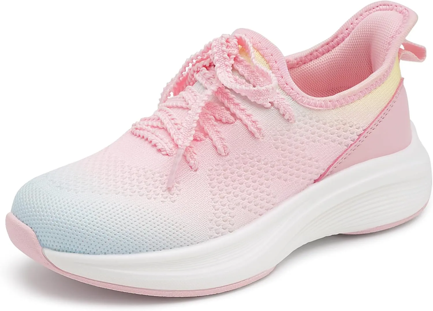 Stelle Girls Sneakers Kids Tennis Running Shoes Athletic Lace Up Non Slip Lightweight Breathable Sport Rainbow Shoes for Toddler/Little Kid/Big Kid