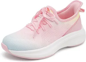 Stelle Girls Sneakers Kids Tennis Running Shoes Athletic Lace Up Non Slip Lightweight Breathable Sport Rainbow Shoes for Toddler/Little Kid/Big Kid
