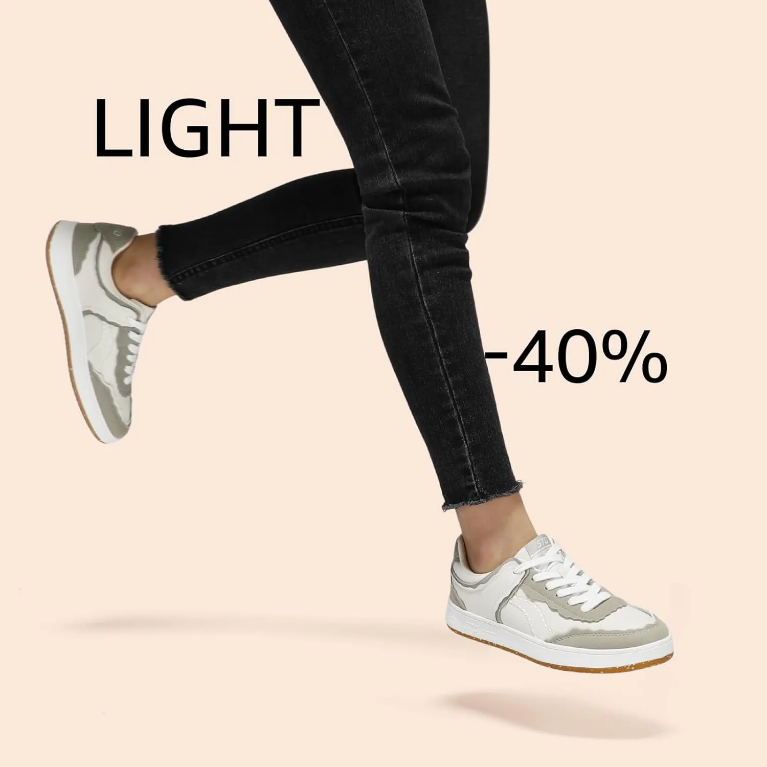 STQ Fashion Sneakers for Women | Lace Up Tennis Shoes Non Slip Comfortable Walking Sneakers