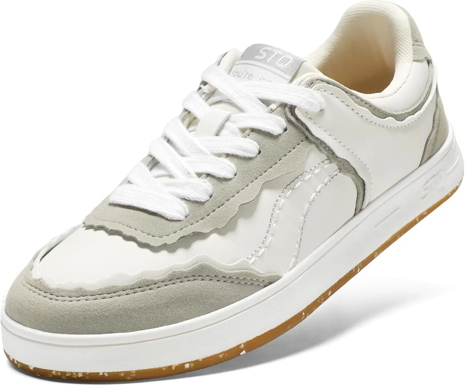STQ Fashion Sneakers for Women | Lace Up Tennis Shoes Non Slip Comfortable Walking Sneakers