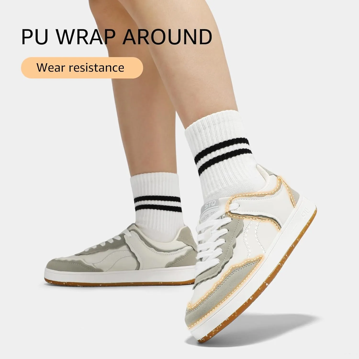 STQ Fashion Sneakers for Women | Lace Up Tennis Shoes Non Slip Comfortable Walking Sneakers