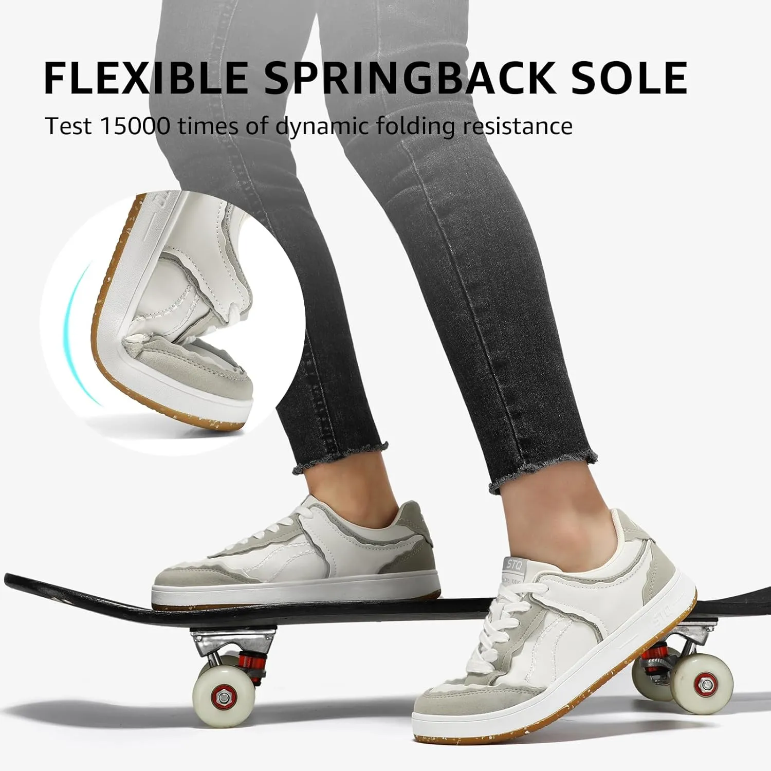 STQ Fashion Sneakers for Women | Lace Up Tennis Shoes Non Slip Comfortable Walking Sneakers