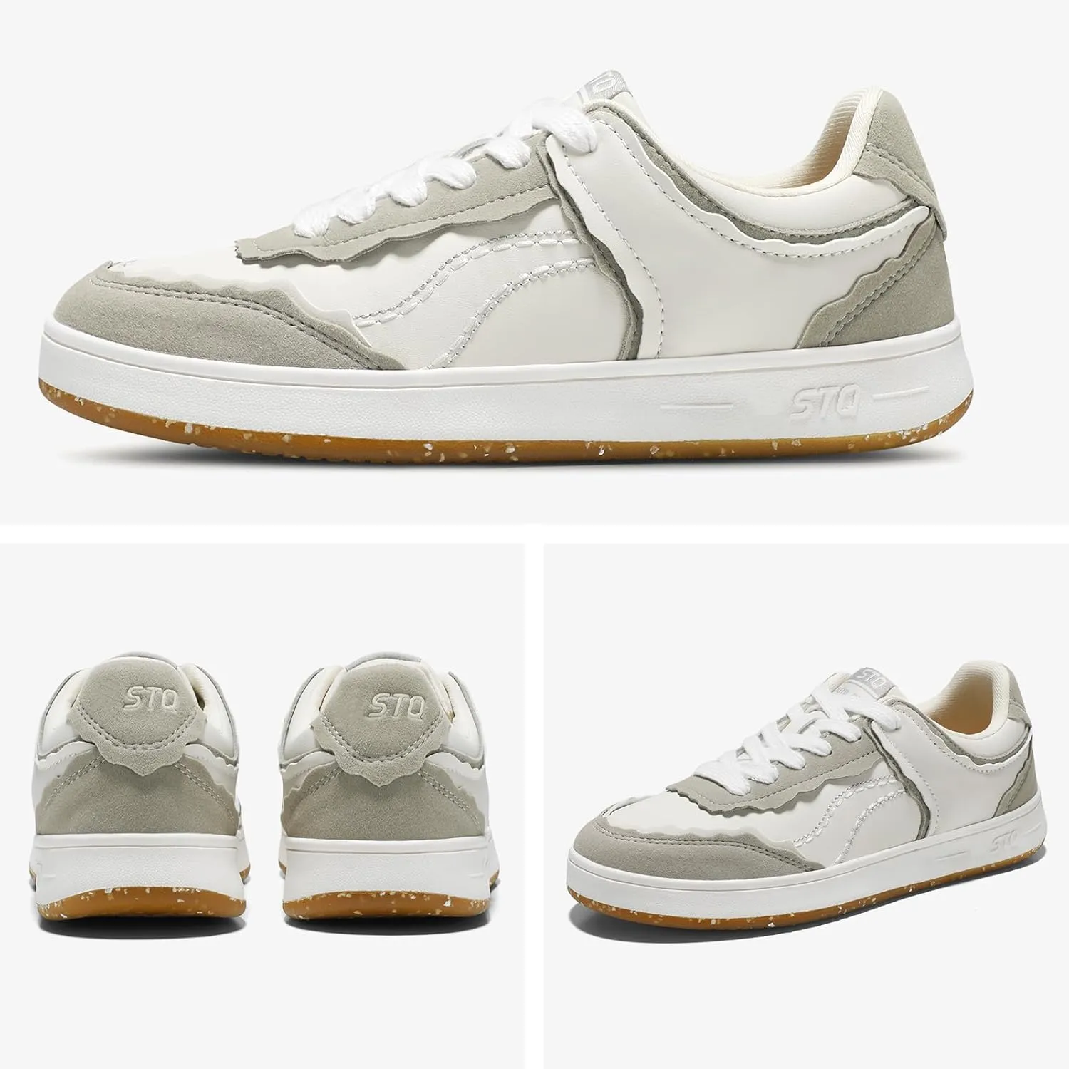 STQ Fashion Sneakers for Women | Lace Up Tennis Shoes Non Slip Comfortable Walking Sneakers
