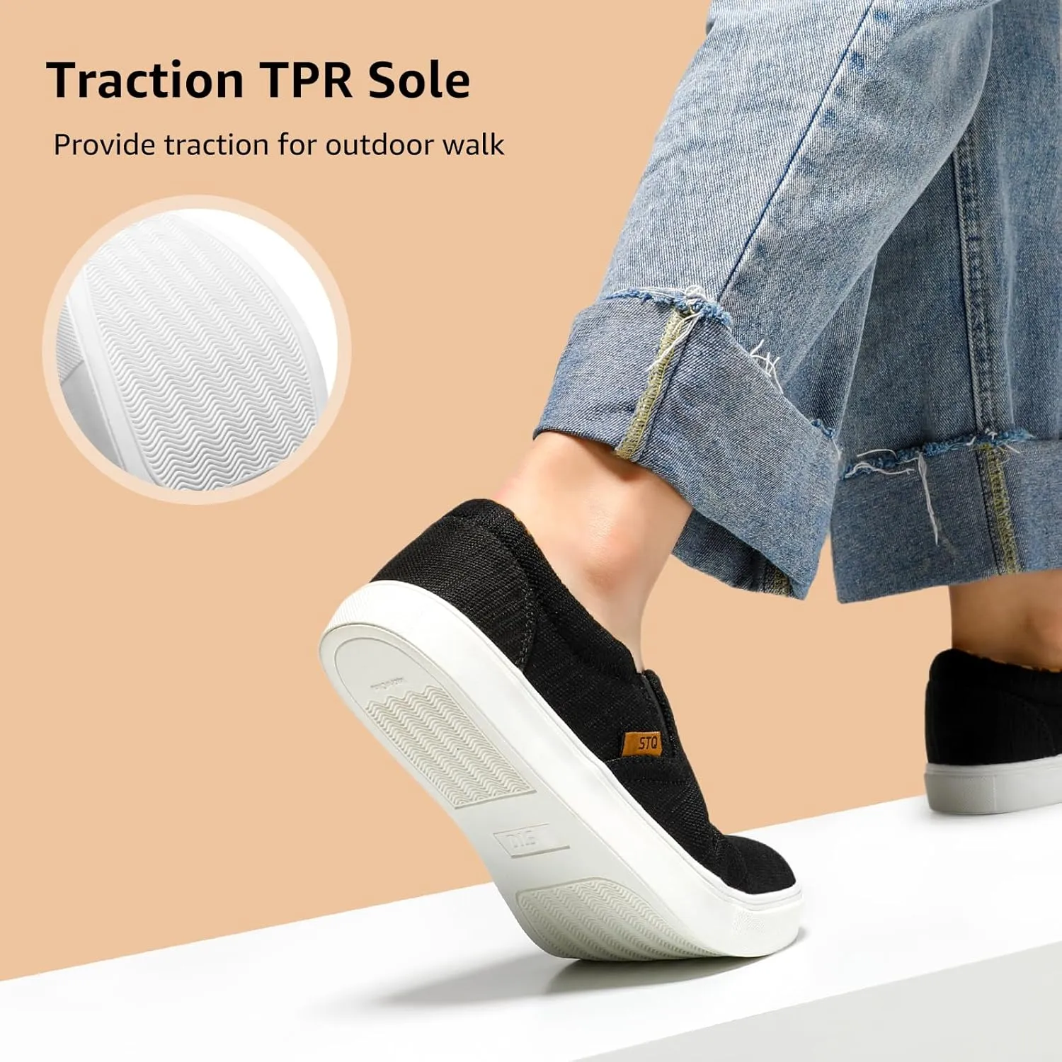 STQ Wide Toe Box Slip On Shoes for Women | Business Casual Shoes for Women Trendy Fashion Sneakers Lightweight Loafers Shoes
