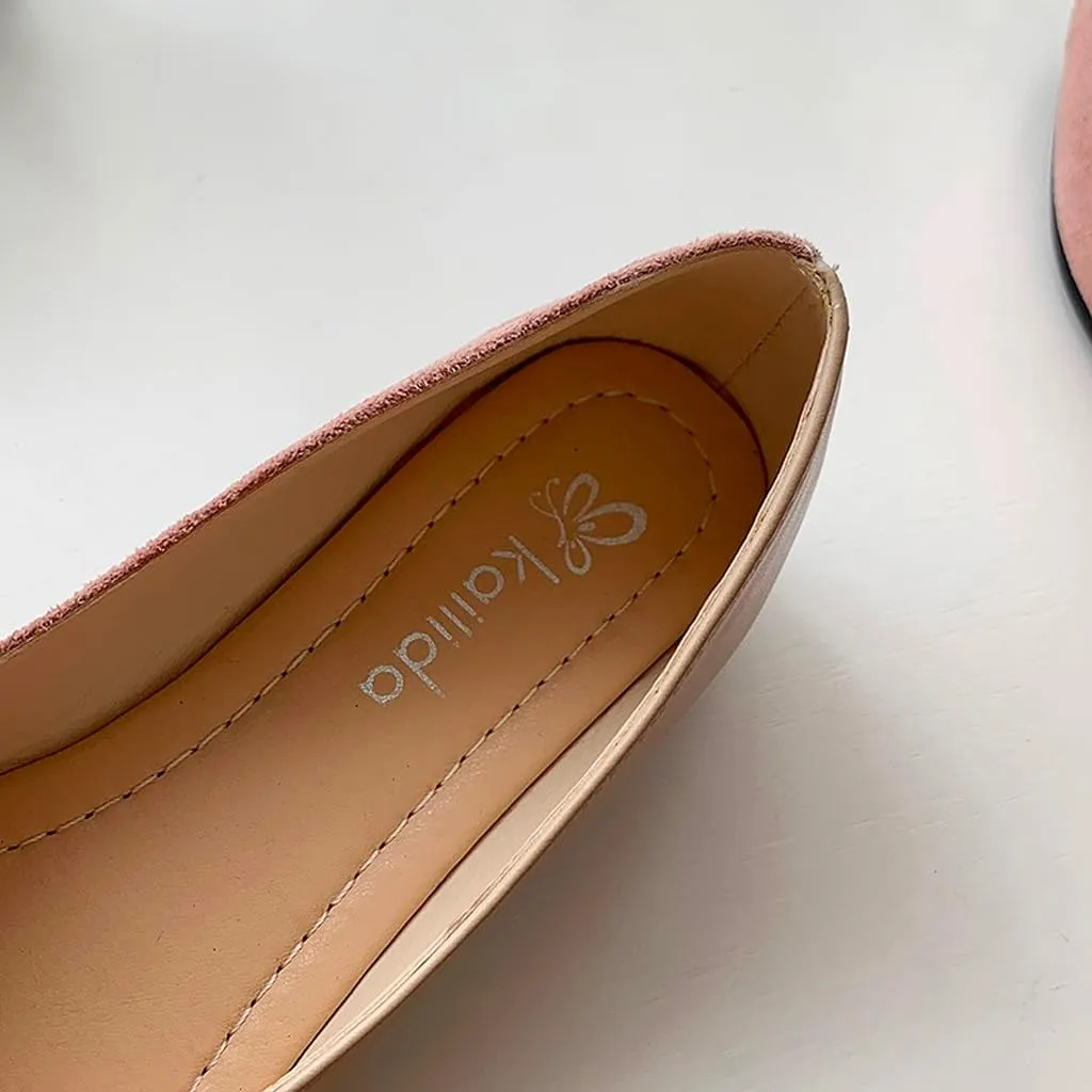 Suede Flat Shoes for Women Comfort Slip On Loafers Pointed Toe Ballet Flats Shoes Casual Dress Shoe Nude Flats