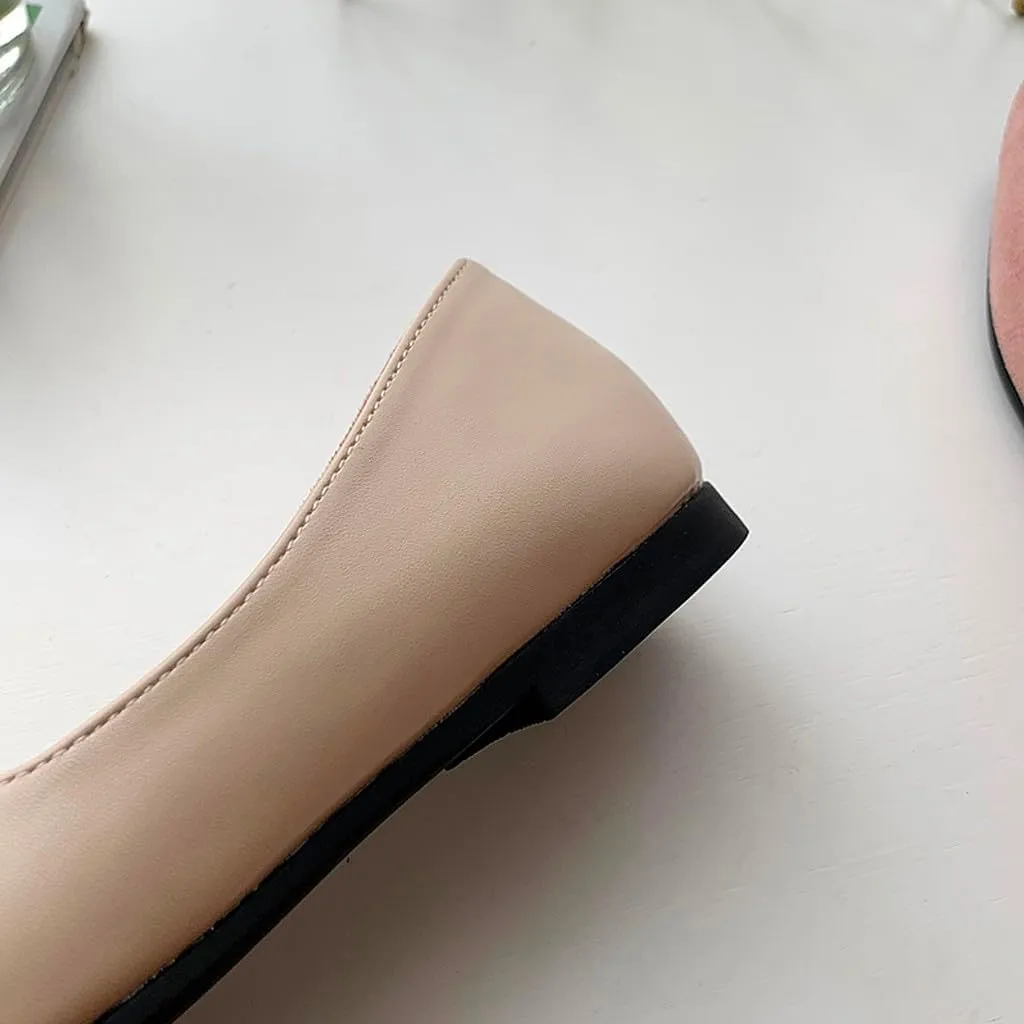 Suede Flat Shoes for Women Comfort Slip On Loafers Pointed Toe Ballet Flats Shoes Casual Dress Shoe Nude Flats