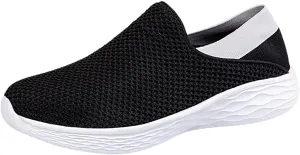 Summer Comfortable Lightweight Walking Shoes Single Mesh Breathable Shoes Anti Slip Internationalist Women Sneaker (Black, 7)