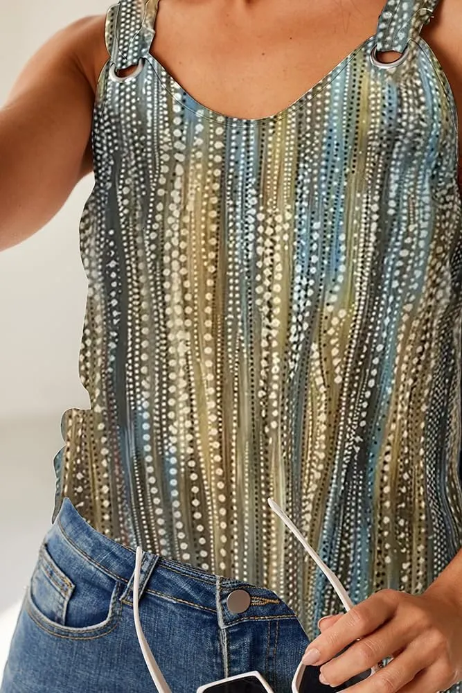 Summer Tank Cute Tops for Women Casual Sleeveless Shirt Loose Fit Scoop Neck O Ring Shoulder Blouse
