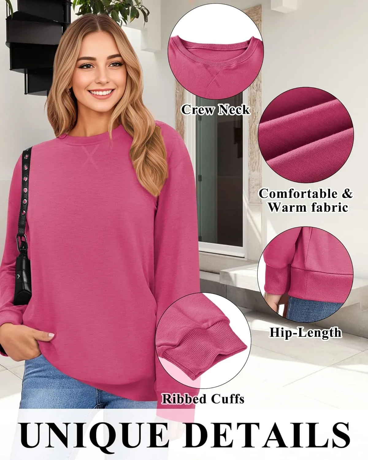 Sweatshirts for Women, Crewneck Casual Sweatshirts Woman Loose Fit Long Sleeve Pullover Tops Cute Soft Shirt