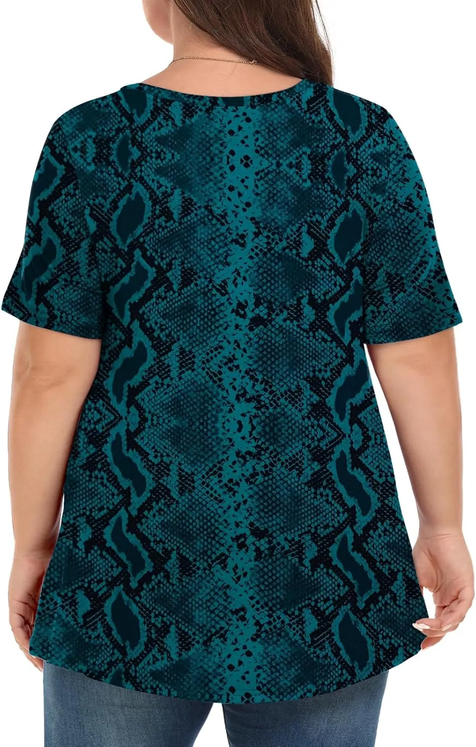 Tencede Womens Plus Size Tops Short Sleeve Tunic Shirts V Neck Summer Floral Loose Fit Blouse XL-5X