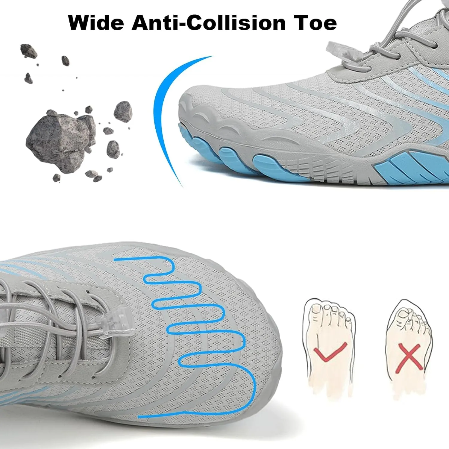Thatrich Hike Shoes Footwear Womens Barefoot Walking Shoes Slip On Hiking Water Shoe Outdoor Waterproof Grounded Sneakers Wide Toe Box Unisex