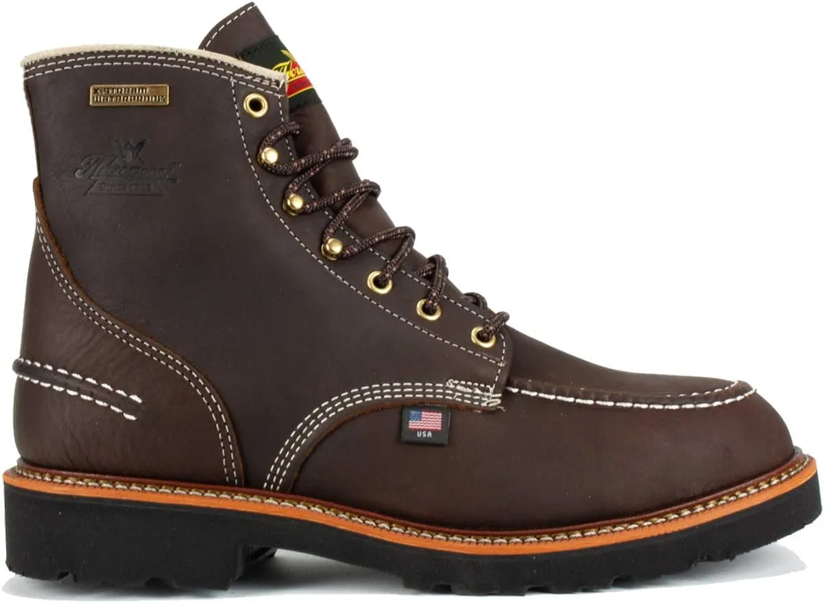 Thorogood 1957 Flyway 6” Waterproof Moc Toe Hunting Boots for Men - Premium Full-Grain Leather with Slip-Resistant Heel Outsole and Shock-Absorbing Footbed