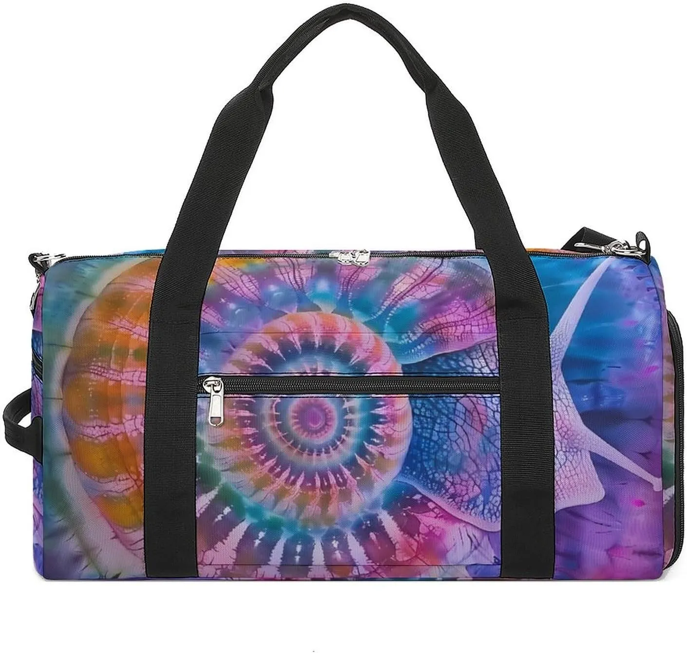 Tie Dye Snail Shell Funny Gym Bag Travel Tote Bag Duffel Bag with Shoe Compartment for Weekender Sports Vacation